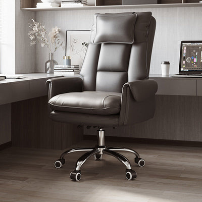 Reclinable Desk Chair | PVC Leather & Aluminum Alloy Frame, Adjustable Height & Footrest | Home Office Comfort 16