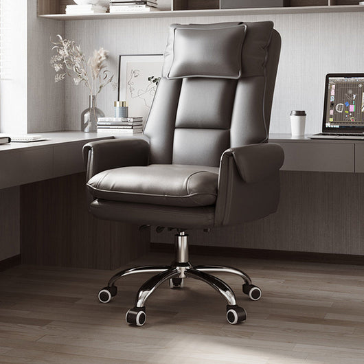 Reclinable Desk Chair | PVC Leather & Aluminum Alloy Frame, Adjustable Height & Footrest | Home Office Comfort 16