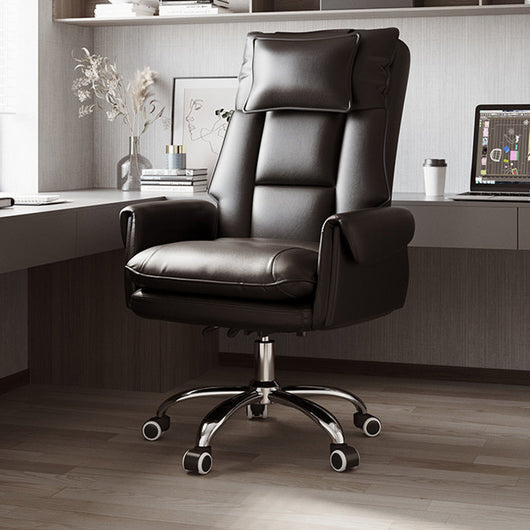 Reclinable Desk Chair | PVC Leather & Aluminum Alloy Frame, Adjustable Height & Footrest | Home Office Comfort 18