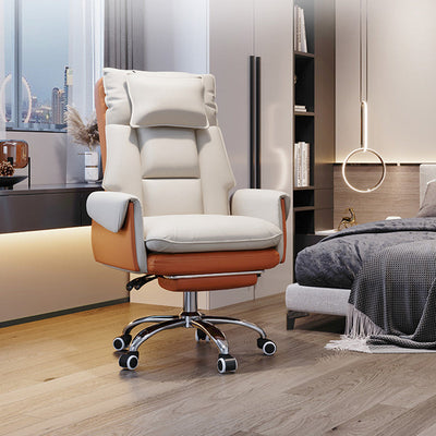 Reclinable Desk Chair | PVC Leather & Aluminum Alloy Frame, Adjustable Height & Footrest | Home Office Comfort 2