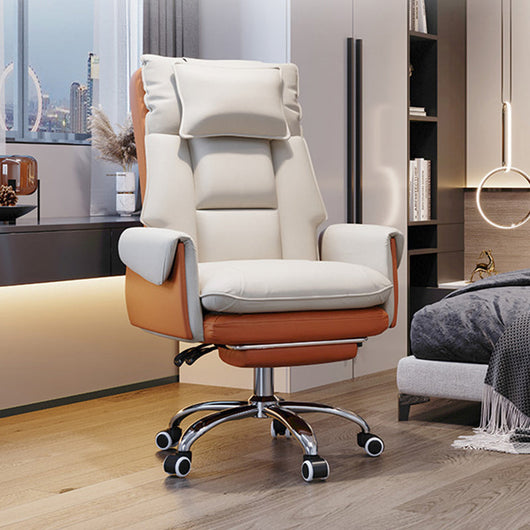 Reclinable Desk Chair | PVC Leather & Aluminum Alloy Frame, Adjustable Height & Footrest | Home Office Comfort 3
