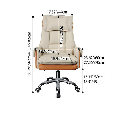 Reclinable Desk Chair | PVC Leather & Aluminum Alloy Frame, Adjustable Height & Footrest | Home Office Comfort 4