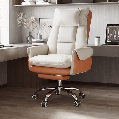 Reclinable Desk Chair | PVC Leather & Aluminum Alloy Frame, Adjustable Height & Footrest | Home Office Comfort 6