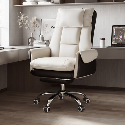 Reclinable Desk Chair | PVC Leather & Aluminum Alloy Frame, Adjustable Height & Footrest | Home Office Comfort 8