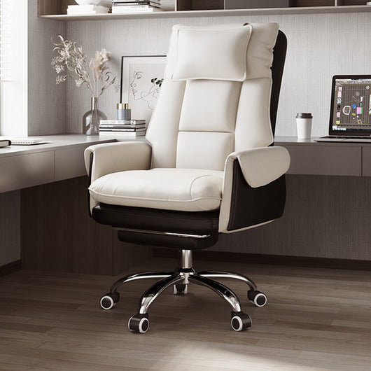 Reclinable Desk Chair | PVC Leather & Aluminum Alloy Frame, Adjustable Height & Footrest | Home Office Comfort 8