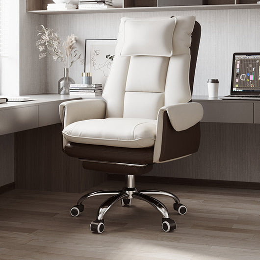 Reclinable Desk Chair | PVC Leather & Aluminum Alloy Frame, Adjustable Height & Footrest | Home Office Comfort 9