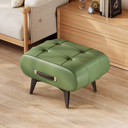 Rectangular Low Stool | PU Leather & Solid Wood Frame | Scandinavian Style for Living Room 11