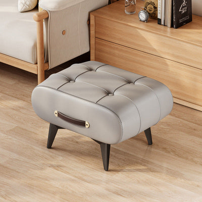 Rectangular Low Stool | PU Leather & Solid Wood Frame | Scandinavian Style for Living Room 13
