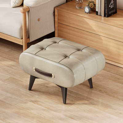 Rectangular Low Stool | PU Leather & Solid Wood Frame | Scandinavian Style for Living Room 14