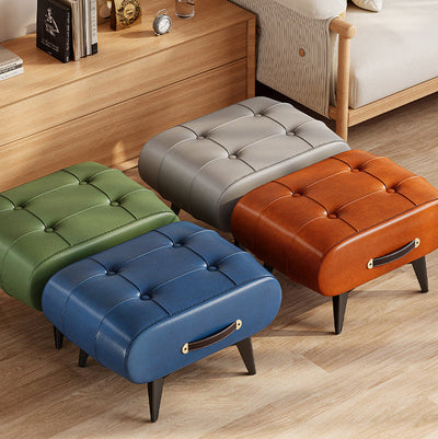 Rectangular Low Stool | PU Leather & Solid Wood Frame | Scandinavian Style for Living Room 2