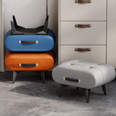 Rectangular Low Stool | PU Leather & Solid Wood Frame | Scandinavian Style for Living Room 3
