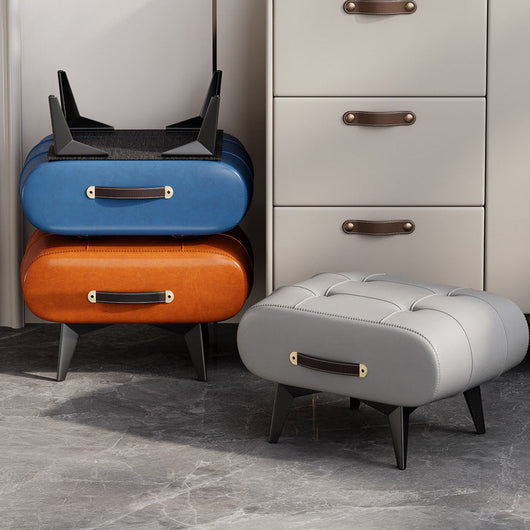 Rectangular Low Stool | PU Leather & Solid Wood Frame | Scandinavian Style for Living Room 3