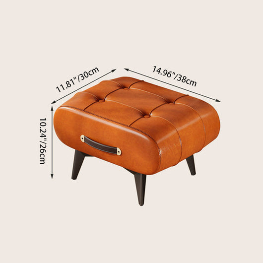 Rectangular Low Stool | PU Leather & Solid Wood Frame | Scandinavian Style for Living Room 4