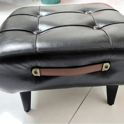 Rectangular Low Stool | PU Leather & Solid Wood Frame | Scandinavian Style for Living Room 5