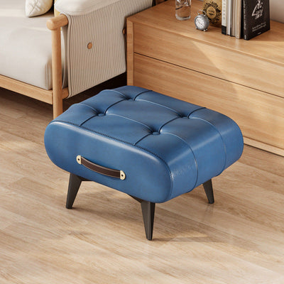 Rectangular Low Stool | PU Leather & Solid Wood Frame | Scandinavian Style for Living Room 9