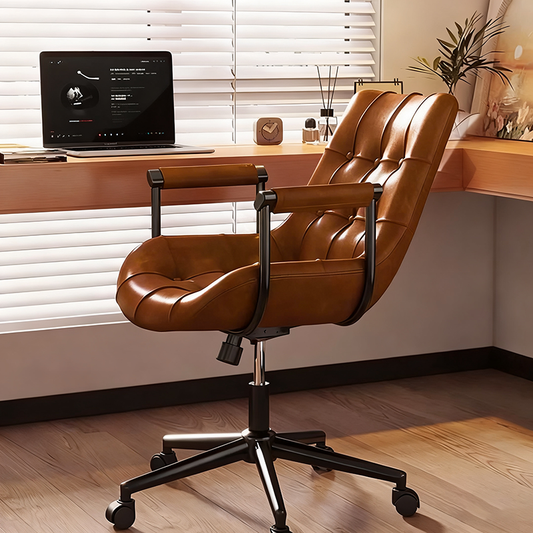 Retro Desk Chair with Height Adjustment and 360° Swivel | Home Office Seating 0