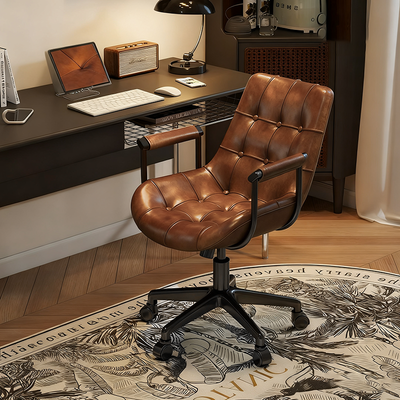Retro Desk Chair with Height Adjustment and 360° Swivel | Home Office Seating 1