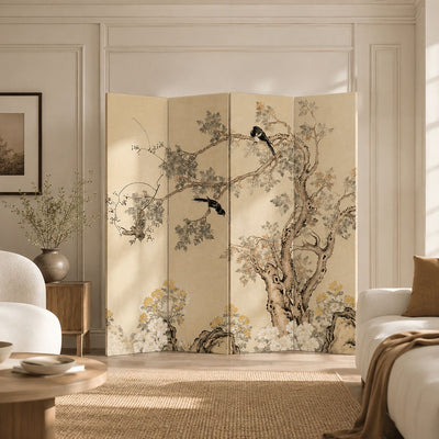 Room Divider Screen | French Style Floral and Bird Motif | Foldable Design | Living Room 81