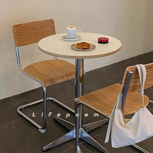 Round Dining Table | Solid Wood and Stainless Steel | Minimalist Design for Dining Room and Kitchen 1