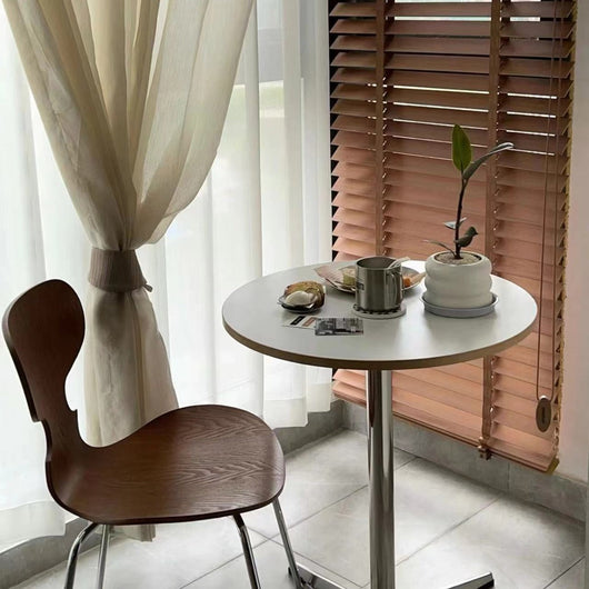 Round Dining Table | Solid Wood and Stainless Steel | Minimalist Design for Dining Room and Kitchen 2
