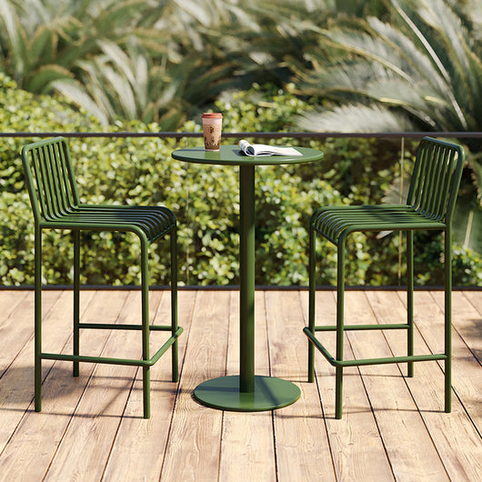 Round Iron Outdoor Bar Table | Minimalist Design with Weather-Resistant Durability | Perfect for Garden Gatherings 6