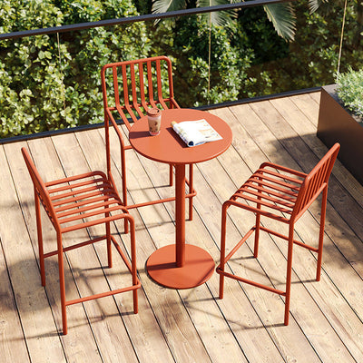 Round Iron Outdoor Bar Table | Minimalist Design with Weather-Resistant Durability | Perfect for Garden Gatherings 8