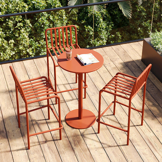 Round Iron Outdoor Bar Table | Minimalist Design with Weather-Resistant Durability | Perfect for Garden Gatherings 8
