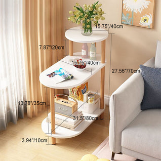 Round Solid Wood End Table with 3-Tier Storage | Modern Minimalist Living Room Furniture