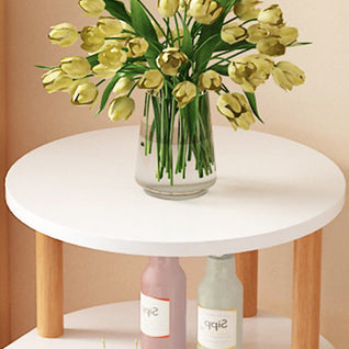 Round Solid Wood End Table with 3-Tier Storage | Modern Minimalist Living Room Furniture