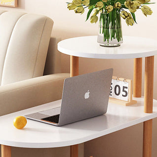 Round Solid Wood End Table with 3-Tier Storage | Modern Minimalist Living Room Furniture