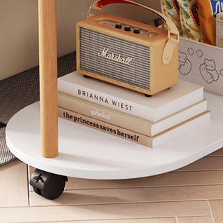 Round Solid Wood End Table with 3-Tier Storage | Modern Minimalist Living Room Furniture