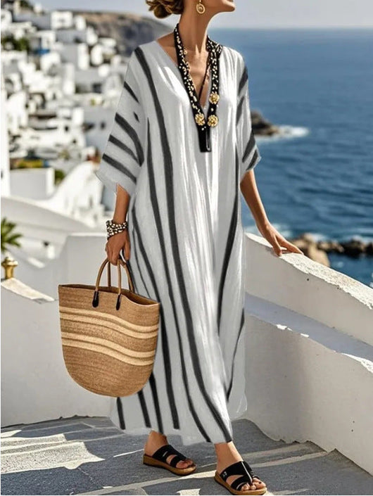 Samantha | Maxi Dress Striped Lightweight Cotton Plus Size Women Adult Summer 4