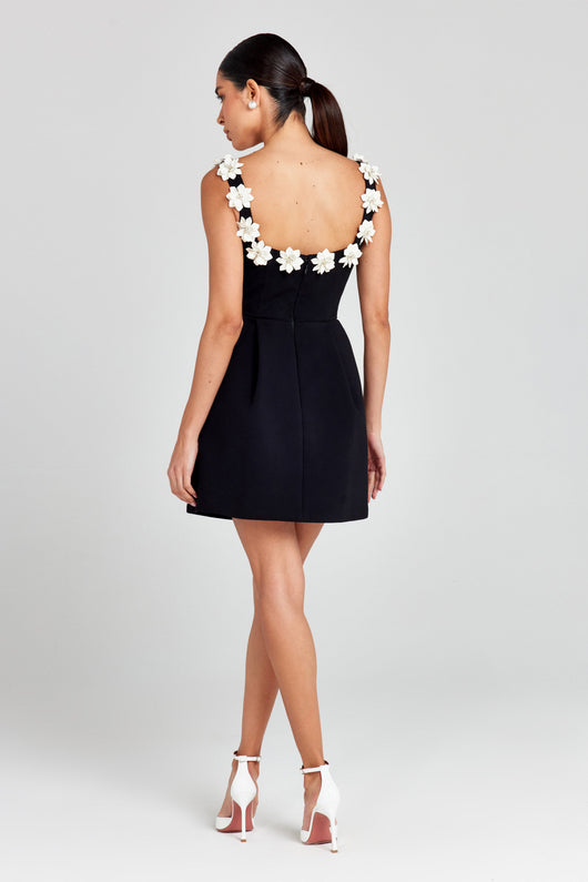 Samantha | Women's Dress Floral Appliqué Mini White Cotton Summer 3