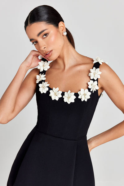 Samantha | Women's Dress Floral Appliqué Mini White Cotton Summer 4