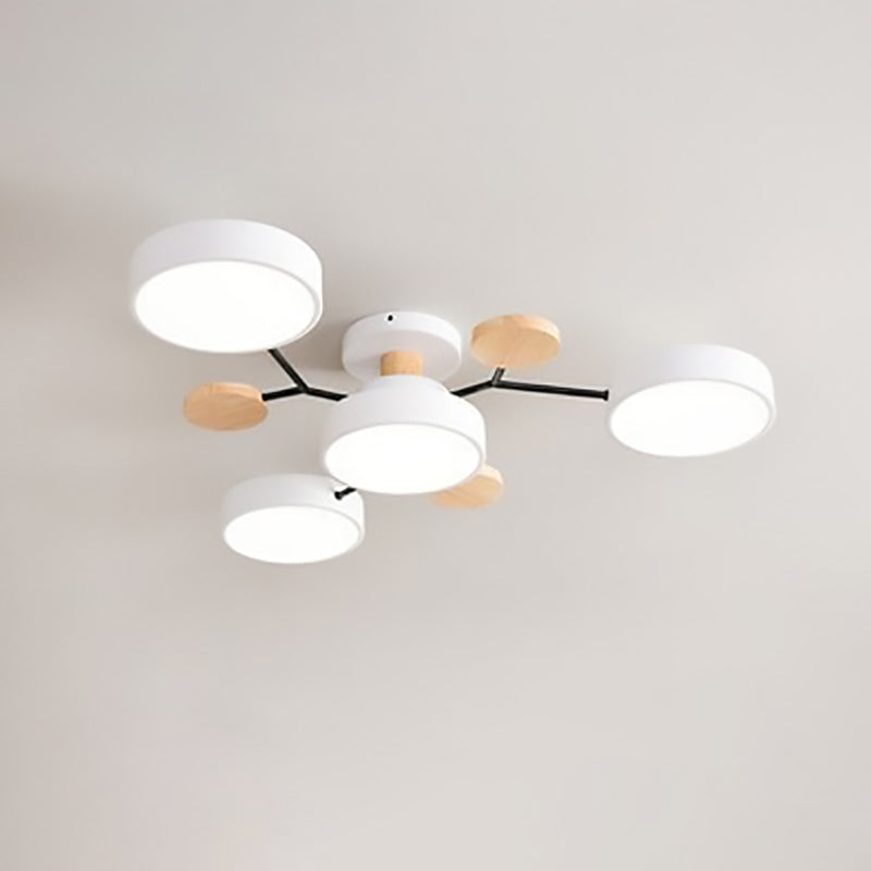 Scandinavian LED Flush Mount Ceiling Light Adjustable Design White Acrylic for Living Room 0