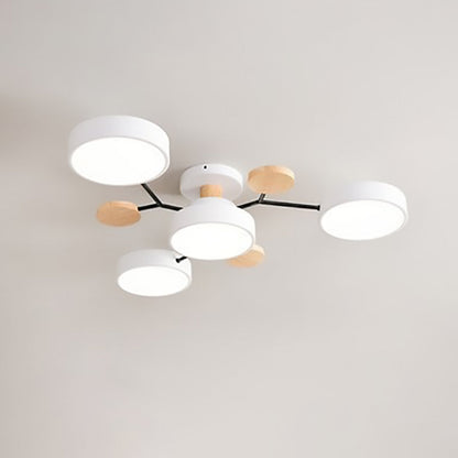 Scandinavian LED Flush Mount Ceiling Light Adjustable Design White Acrylic for Living Room 0