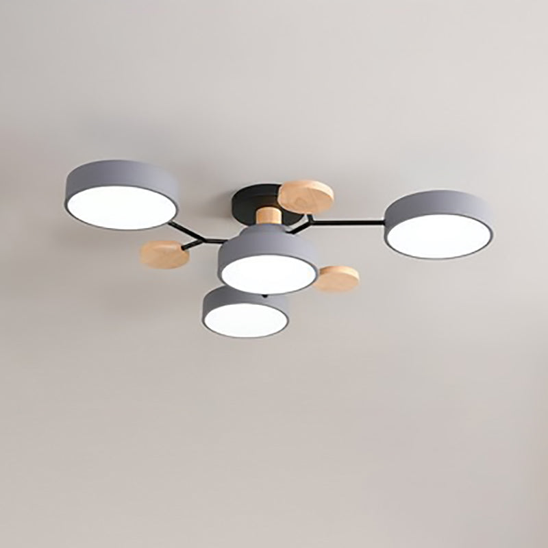Scandinavian LED Flush Mount Ceiling Light Adjustable Design White Acrylic for Living Room 15