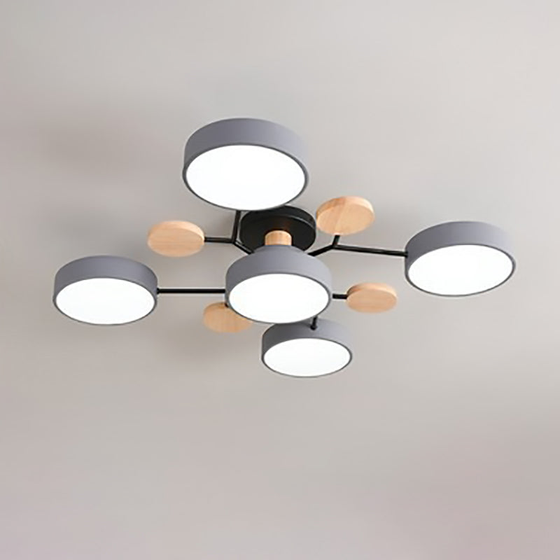 Scandinavian LED Flush Mount Ceiling Light Adjustable Design White Acrylic for Living Room 16