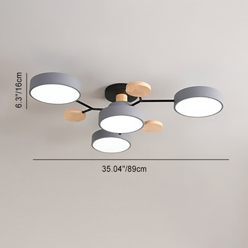 Scandinavian LED Flush Mount Ceiling Light Adjustable Design White Acrylic for Living Room 5