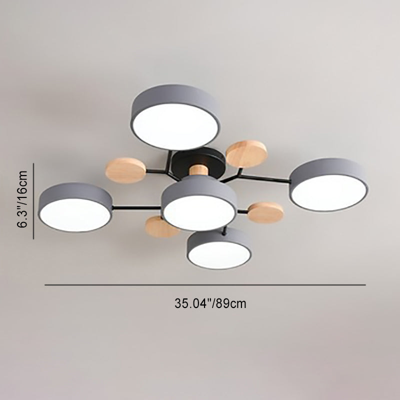 Scandinavian LED Flush Mount Ceiling Light Adjustable Design White Acrylic for Living Room 6
