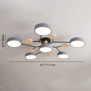 Scandinavian LED Flush Mount Ceiling Light Adjustable Design White Acrylic for Living Room