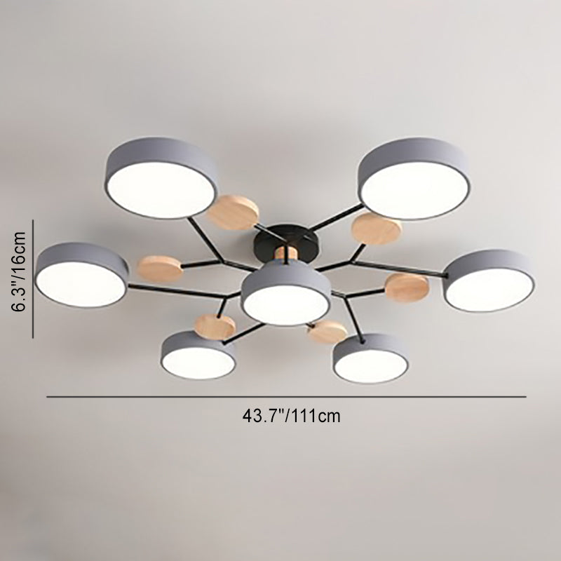 Scandinavian LED Flush Mount Ceiling Light Adjustable Design White Acrylic for Living Room 8