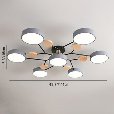 Scandinavian LED Flush Mount Ceiling Light Adjustable Design White Acrylic for Living Room 8