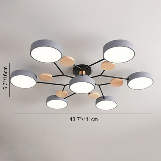 Scandinavian LED Flush Mount Ceiling Light Adjustable Design White Acrylic for Living Room 8