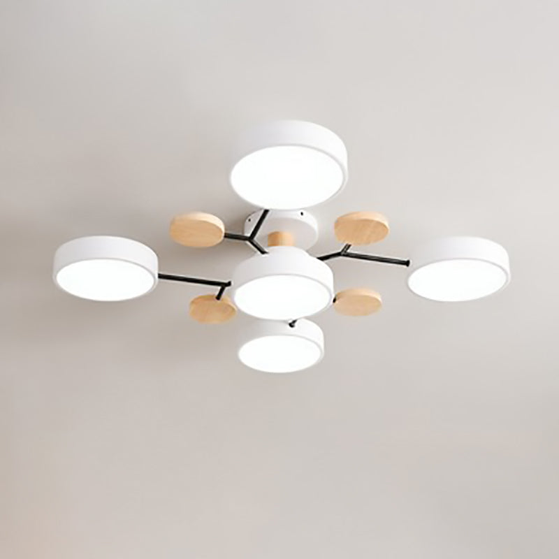 Scandinavian LED Flush Mount Ceiling Light Adjustable Design White Acrylic for Living Room 9