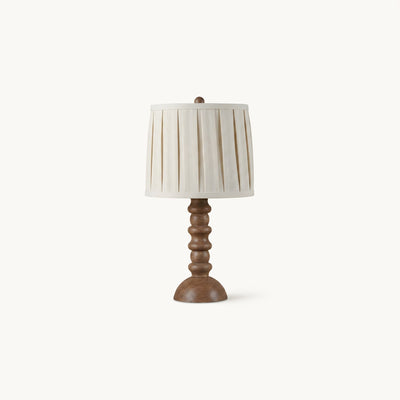 Scandinavian Table Lamp with Fabric Shade Natural Wood Base for Bedroom and Living Room 1