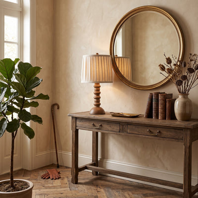 Scandinavian Table Lamp with Fabric Shade Natural Wood Base for Bedroom and Living Room 7