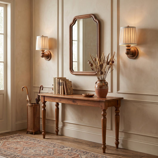 Scandinavian Wall Sconce with Fabric Shade and Wood Backplate Indoor Lighting 7
