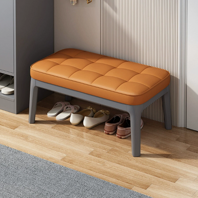 Shoe Bench | PU Leather & Solid Wood | Grid Upholstered Design | Entryway & Living Room 2