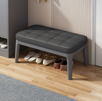 Shoe Bench | PU Leather & Solid Wood | Grid Upholstered Design | Entryway & Living Room 3
